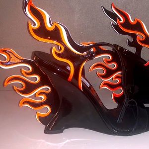 Prada runway flame sandals 38.5 black